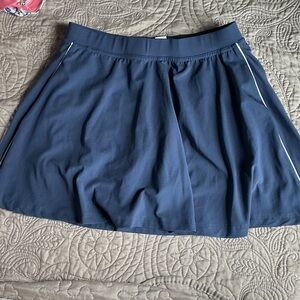 Yogalicious Navy Circle Skater Skirt with White Side Trim